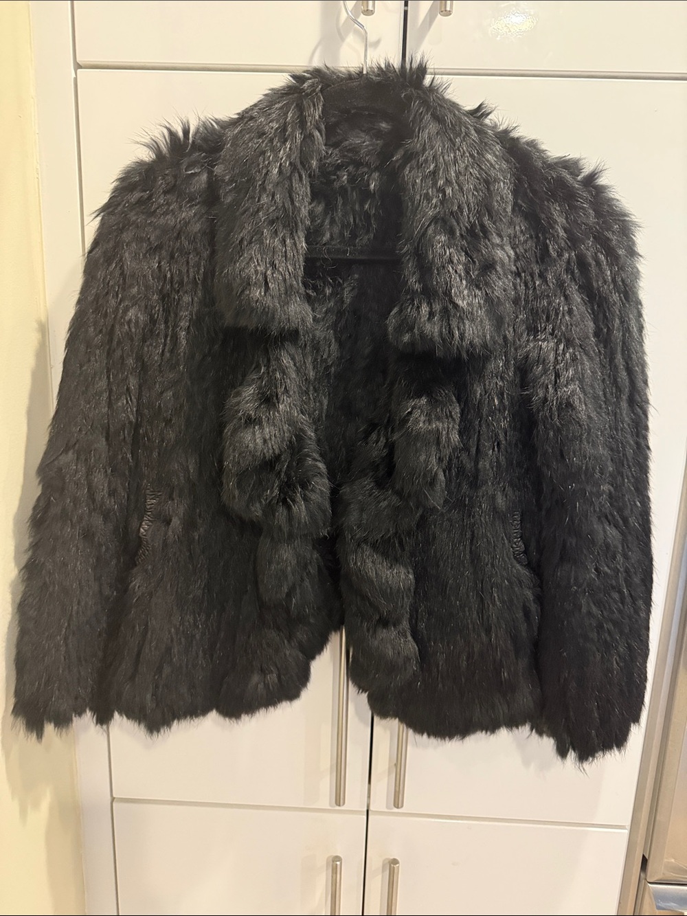 Black Faux Fur Women's Jacket - Elegant Winter Coat